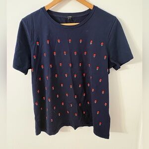 J. Crew Navy T-Shirt with embellishments.